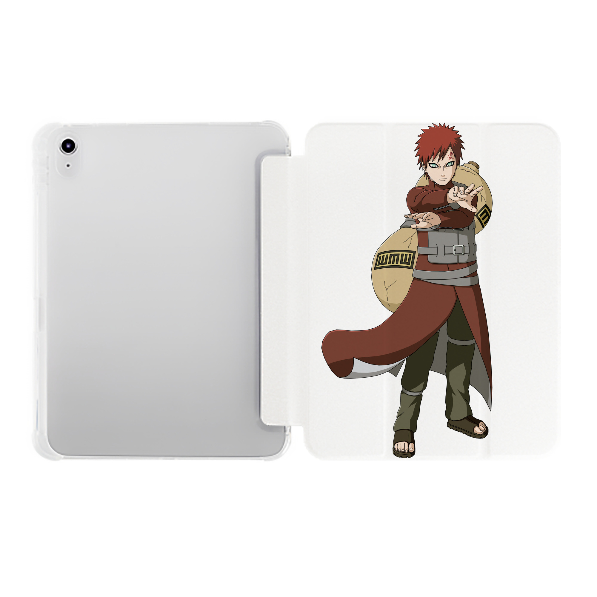 （画像用） NARUTO -ナルト- ガアラ Gaara IPad ケース ペン収納付き 三つ折りスタンド PUレザー×シリコン 対応機種9.5/10.5/10.9インチ